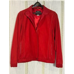Vintage rote Lederjacke 80er Solvang First Street Leder Lammfell Wildleder Designer - Bild 1 von 15