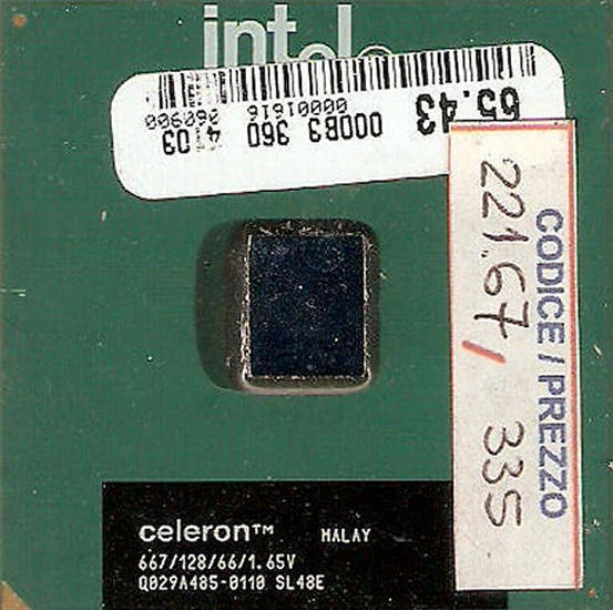221.67 - INTEL - PROCESSORE PENTIUM CELERON - 667 MHz - 66 MHz - Immagine 1 di 1