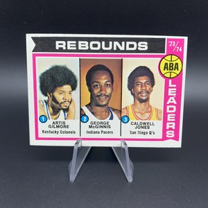 1974-75 Topps Basketball - #211 ABA Rebounds Leaders - Gilmore, McGinnis, Jones
