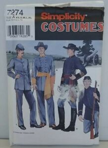 Simplicity Pattern 7274 Men's/Boy's Civil War Costumes Size XS-XL UNCUT 1996