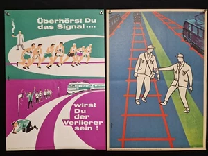 10 alte DB UVV DIN A2 Plakate 50er - 80er Jahre zum Thema Unfallverhütung #13 - Bild 1 von 5