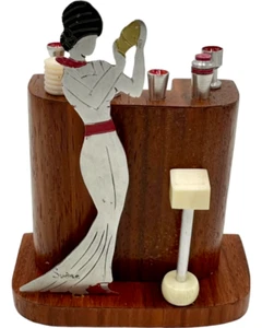 Firmado Sudre Art Deco Mujer Bartender Cóctel Entremeses Juego de Selecciones - Imagen 1 de 18