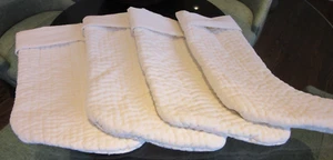 Pottery Barn Set of 4: Quilted Ivory Velvet Christmas Stockings/No Monogram - Picture 1 of 4