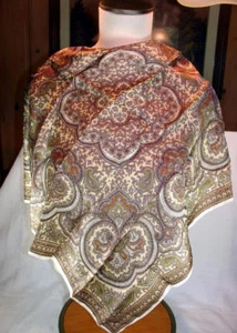 "Made in Italy" Erdfarben Paisley Acetat Schal 25,5 x 25,5" - Bild 1 von 4