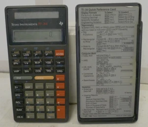 Calcolatrice solare Texas Instruments TI-34 + copertina e scheda di riferimento - TESTATA - Foto 1 di 10