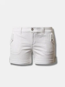 Torrid Military Stretch Twill Mid Rise Shorts White 15"L Plus Sz 22 #D10533 - Picture 1 of 3