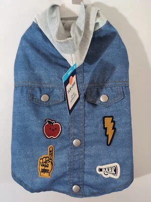 NEW Top Paw Dog Blue Denim  Patch Hoodie Jacket Small  - Image 1 of 4