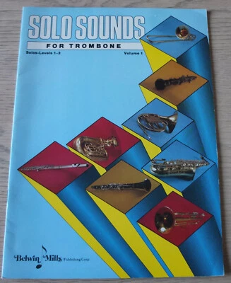 SOLO SOUNDS FOR TROMBONE BASS CLEF VOL 1 LEVELS 1-3 SHEET MUSIC BOOK (1987) USA - Image 1 of 4