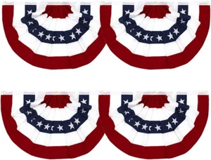 1.5X3Ft American Pleated Fan Flag Width Approx 90Cm - US Patriotic Half Fan Bunt - Picture 1 of 12