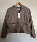 Wlane Soft Suedette Zip Front Jacket Lined Size 14 Rrp129.99