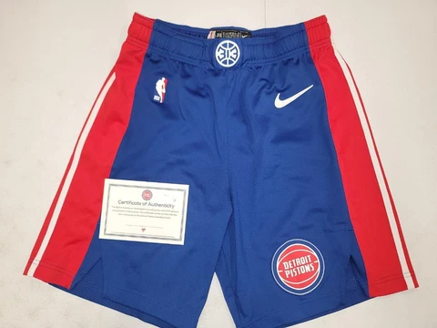 30525 Nike DETROIT PISTONS TEAM ISSUED Authentic 2022-23 Basketball SHORTS BLUE Cover