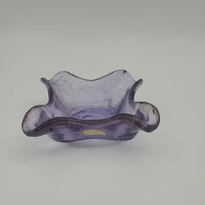Old Spanish Glass Lilac Reycled Glass Hand Made Ashtray Trinket Dish - Picture 1 of 10