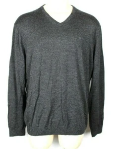 Calvin Klein Italian Merino Wool Mens Vneck Black Gray Heathered Sweater Sz XXL  - Picture 1 of 4