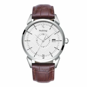 The N-Classic De Noblag Men's Watch 38mm White Dial Brown Leather - Picture 1 of 1