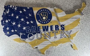 MILWAUKEE BREWERS Sign USA Country Flag Team Sign 18 x 11 - BRAND NEW - Picture 1 of 4