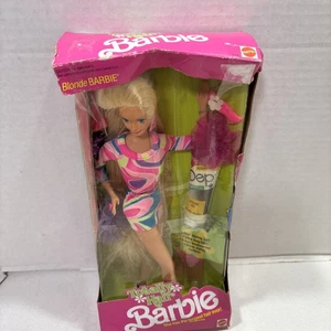 1991 TOTALLY HAIR BARBIE 1112 ORIGINAL PINK BOX BLONDE Sealed Box In Poor Shape - Bild 1 von 12