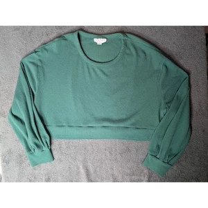 ISABEL Green Maternity cropped ribbed sweater size Large Cozycore Loungewear  - Picture 1 of 5