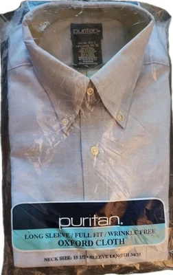 Camisa Puritan manga larga~ajuste completo~sin arrugas~tela Oxford~talla 15.5 para hombre 34/35 Foto 1 de 4