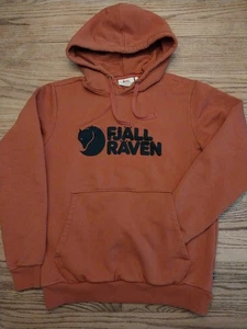 Felpa con cappuccio uomo logo Fjallraven taglia small arancione maglione cotone pesante vestibilità regolare - Foto 1 di 7