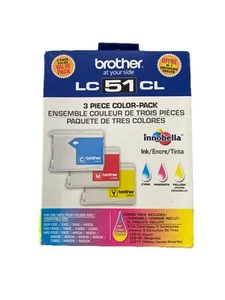GENUINO BROTHER LC51CL CIAN MAGENTA AMARILLO TINTA PAQUETE DE 3, SELLADO caducado 2012 - Imagen 1 de 5