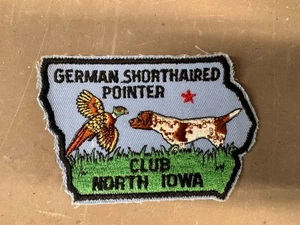 Vintage NOS Deutsch Kurzhaar Zeiger Hund Jagd Club Patch North Iowa Jäger - Bild 1 von 4