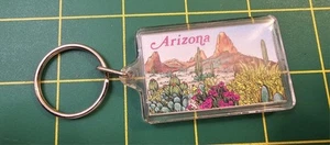 Vintage Arizona Landscape Plastic Souvenir Keychain, B2b3 - Picture 1 of 2