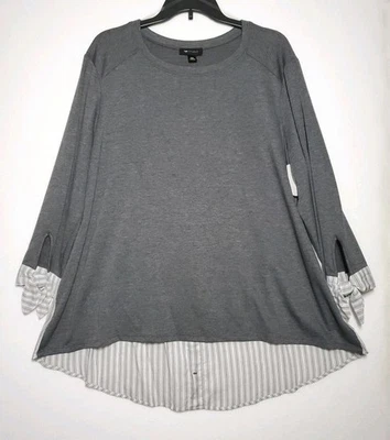 Women's ABStudio Blouse Size XXL Gray/ White NWT - Image 1 of 4