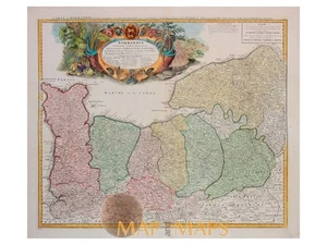Normannia Galliae celebris – Antique Map of Normandy by Homann, 1752 - Picture 1 of 5