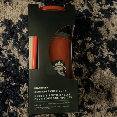 Starbucks Holiday 2020 5 14 OZ taza fría pajita brillo tapas reutilizable nuevo Foto 1 de 4