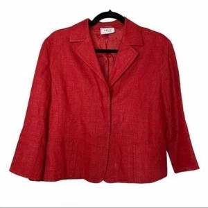 Akris Punto Red Cropped Linen Blazer 10 - Picture 1 of 10