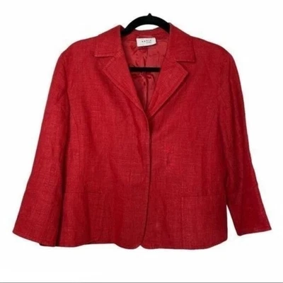 Akris Punto Red Cropped Linen Blazer 10 - Image 1 of 4