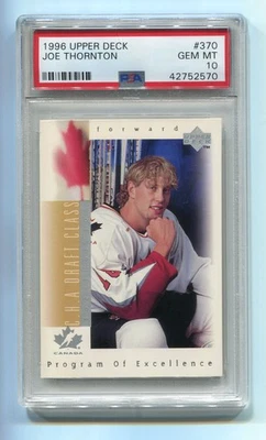 1996 Upper Deck 370 Joe Thornton PSA 10 Gem Mint RC Rookie Program Of Excellence - Image 1 of 2