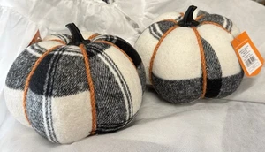 2- Target 5.75" Cepillado Tejido a Cuadros Calabaza Objetivo Otoño Decoración Hyde & EEK - Imagen 1 de 3