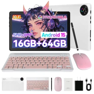 Tablet, 10 Inch Android 14 Tablets, 16GB RAM+64GB ROM (TF 1TB) with Keyboard Set - Picture 1 of 7