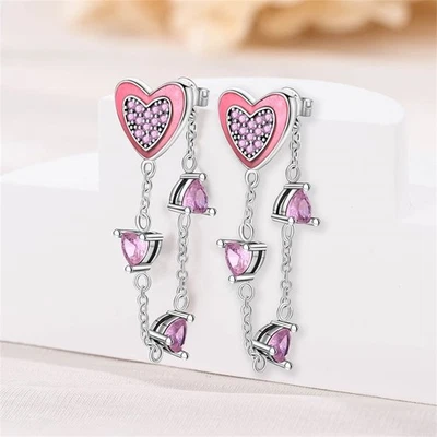 Aretes KUNSIR de plata de ley 925 rosa borla novia joyería para mujer Foto 1 de 4