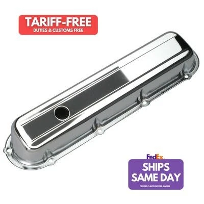 Trans-Dapt 9521, 2 Pack Chrome Steel Chrome Valve Covers - Cadillac Performance - Image 1 of 4