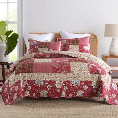 Cotton Bedspread Quilt Bedding Sets 3 Pieces Reversible Coverlet Sets Comfort... - Image 1 of 4
