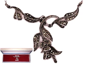 Vintage, 50er Jahre, Sterling Silber & Markasiten Halskette, makellos - Original Box! - Bild 1 von 1