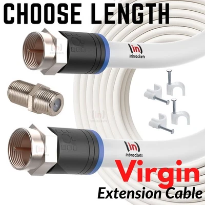 VIRGIN MEDIA EXTENSION CABLE LEAD KIT FOR TV BROADBAND TIVO SUPERHUB WITH CLIPS - Image 1 of 4