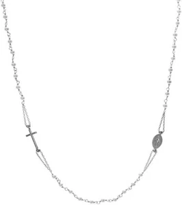 COLLANA A ROSARIO IN ARGENTO 925 RODIATO IN ARGENTO E PERLINE 47 CM - Bild 1 von 1