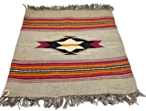 Vtg Fred Harvey Wool Textile CHIMAYO Wool Hand Woven Native Aztec Design w/ Tag - Picture 1 of 11