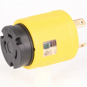 30 AMP NEMA TT-30 Male - L5-30 Female Compact RV Generator Power Adapter Locking - Picture 1 of 7