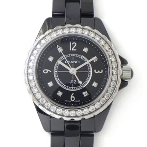 CHANEL Watch J12 H2571 Diamond-Index/Bezel Stainless Steel Black Ceramic Quartz - Picture 1 of 11