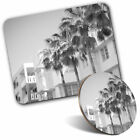 Mouse Mat And Coaster Set   Bw   Art Deco Houses Miami Florida Usa 37436