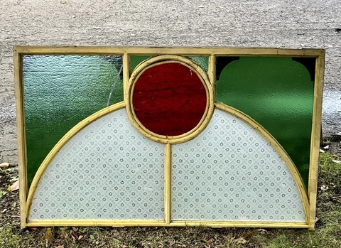 ANTIQUE 1800s STAINED GLASS CHURCH WINDOW TOP SECTION for repurpose SCRANTON PA Cover
