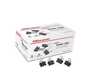 DEPÓSITO DE OFICINA Clips de carpeta medianos 12 cajas, 12 por caja, 144 en total, 5/8 pulgadas - Imagen 1 de 2