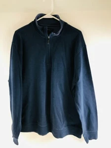 Van Heusen Shirt, Men's Size XXL, Navy Blue, Quarter Zip, Long Sleeve - Picture 1 of 9