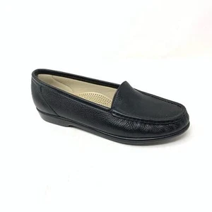 SAS Simplify Womens Black Leather Moc Toe Loafer Size 9 Comfort Shoe Made in USA - Picture 1 of 8