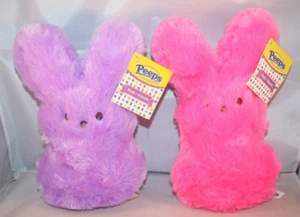 PEEPS Plush Easter Bunny Rabbit 9" - Just Born - Pink & Purple - Lot of 2 - NWT - Picture 1 of 4