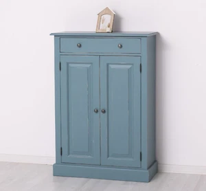 Vertiko Kommode Highboard Schrank 1 Schublade 2 Türen Landhaus Türkis - Bild 1 von 7